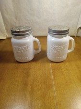 Mason Craft Milk Glass  Country Style 4 oz. Salt And Pepper Shakers picture