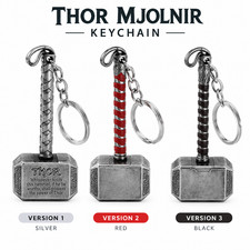 Marvel Avengers Thor Hammer Mjolnir Keychain Pewter Metal Keyring Cosplay picture