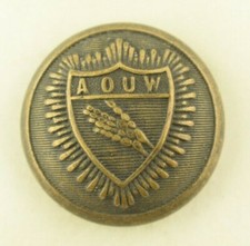 1870s-80s Ancient Order of United Workmen AOUW Skeleton Coat Uniform Button D8 picture