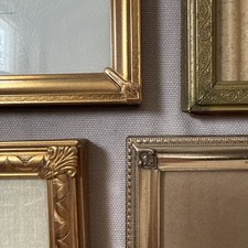 Vintage Art Deco Metal Picture Frame Lot MCM Gold Tone Brass Hinged Single 5x7” picture