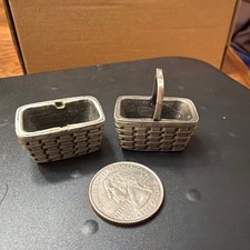 LONGABERGER PEWTER MINIATURE SPRING BASKET - RARE picture