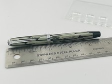 Parker Duofold Geometric Duofold Silver Fountain Pen - Excellent Fully Restored picture