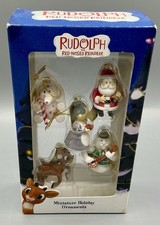 VTG 2004 RUDOLPH The Red Nosed Reindeer Miniature Ornaments by Enesco Set of 5 picture
