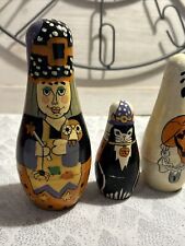 Vtg Midwest Importers Halloween Nesting Doll - 4 Pce- Witch, Ghost, Cat, Pumpkin picture