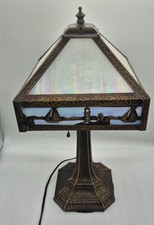 BEAUTIFUL MEYDA SAILBOAT MISSION  IRIDESCENT GLASS LAMP picture