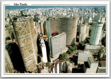 Vintage SÃO PAULO Brazil Aerial View Postcard Edificio Copan Italia 1996 Posted picture