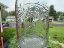 TREHP Milk Bottle Riverdale Supreme Dairies Salamanca NY CATTARAUGUS COUNTY Cow picture