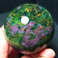 RARE 320.3G Natural Polished Grandmother Gold Ruby Agate  Ball Healing  A3576 picture