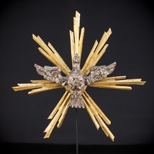 God The Holy Spirit Statue | 1700s Antique Holy Ghost Wooden Gilt Wood | 13.6'' picture