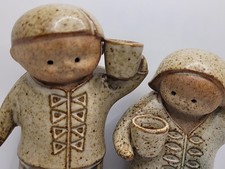 Vintange Japanese Salt & Pepper Shakers Red-stone, Stonewear. 5”   picture