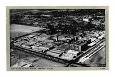 1943 Sun-Maid Raisin Plant Fresno CA Aerial View WWII Era Posted Postcard picture