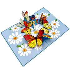 Pop Up Greeting Card Butterfly Garden Daisy Field Card, Spring Card, Nature Card picture