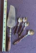 Solid Brass Cake Server and Condiment Spoons (MCM) picture