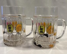 Set of 2 Halloween Liquid Filled Motion Mugs Floating Bats Glitter 5.75” picture