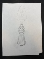 Original Disney Snow White Pencil Sketch Cake Knife Merchandise Design 1980s picture