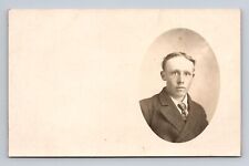 Cameo Portrait of a Young Man Freckles RPPC Postcard picture