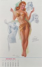 1952 Ted Withers Hollywood Pin-Up Calendar Page November 14 x 8.75 Vintage picture