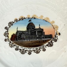 CHICAGO Post Office IL ILLINOIS Antique Souvenir China TRINKET DISH PLATE picture