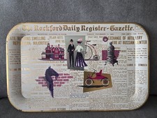 Vintage Tin Serving Tray Rockford Daily Register Gazette Rockford Illinois picture