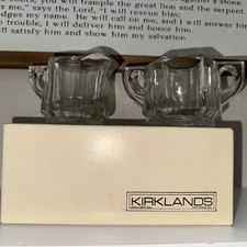 Kirkland's Clear Glass Creamer and Sugar Bowl Set Vintage Style picture