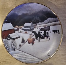 8 Inch Cows in Winter Lowell Herrero American Folk Art Collector Plate picture