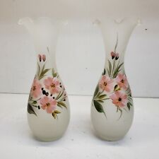 Pair of Frosted Glass Vases, Hand Painted picture