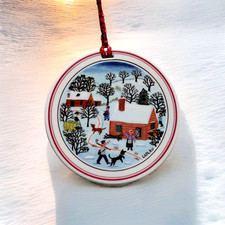 Vintage Villeroy & Boch Naif Laplau Christmas Ornament Folk Art Winter Village H picture