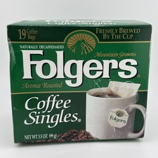 Vintage Folgers Naturally Decaffeinated Coffee Singles New Old Stock 1990’s RARE picture