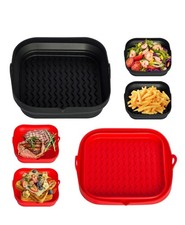 7.7 Inch Silicone Air Fryer Liners Square 2 Pack, Reusable Collapsible  picture