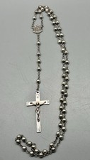 Vintage All Sterling Silver Beads & Crucifix W/ Mother Mary Rosary 24” picture