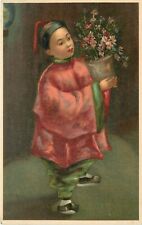 c1907 Art Postcard; Chinese Boy w/ Vase of Flowers, R. Behrendt, San Francisco picture
