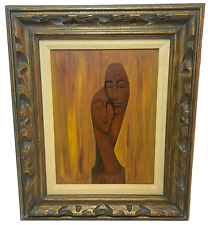 Vintage Black Couple Man & Woman Oil Painting on Canvas in Wooden Frame picture