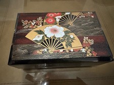Nakatani Brothers Black Lacquer Jewelry Music Box Vintage Japan picture