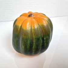 Vtg Patricia Garrett Pumpkin Squash Salt Pepper Shaker Small Ceramic w/ Stopper picture
