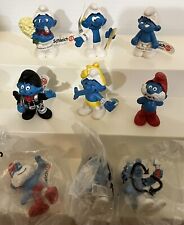 9 SMURFS 2004-2015 PVC Figures Accountant Caretaker Movie Papa Get Well Chimney picture