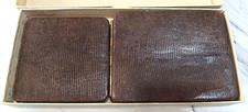 Zell Fifth Avenue Real Lizard Skin & 24K Plated Compact & Cigarette Case NIB picture