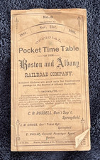 1881 Boston Albany Railroad Co No. 8 Pocket Time Table Schedule Mass. NY Train picture