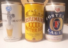 Vintage Steel Australian Beer Cans - Foster's, Carlton Draught, Castlemaine picture
