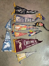 Vintage Tourism Mixed Felt Flags Souvenir Pennants Lot of 11 Various Sizes picture