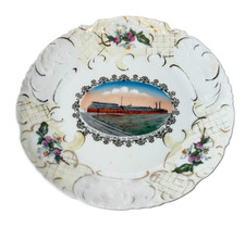 Pittsburg KS KANSAS R.R. SHOPS Antique Souvenir RARE China Dish Plate picture