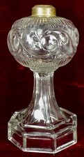 Atterbury Scroll & Bar Kerosene Lamp Clear Glass EAPG 1880s Victorian Antique picture