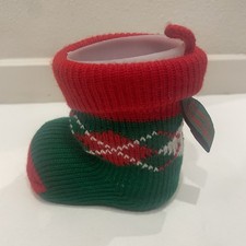 Vtg See's Candies Christmas Boot Stocking Candy Holder Ornament 3.5
