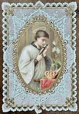1891 Antique Catholic Lace Prayer Card Religious Holy Angel 8cm x 12cm picture