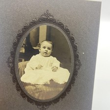 Vtg Early 1900s Baby Charles Portrait Cabinet Card Photo Sepia 4x6 Original picture