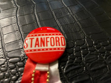 1960s NOS Stanford University Football Pinback w/ribbons and football charm picture