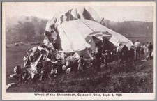 1925 USS Shenandoah Crash Disaster Near Caldwell Ohio US Navy Airship Postcard picture