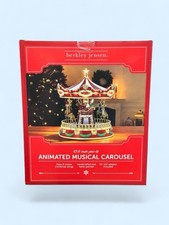Berkley Jensen 13.9” Christmas Carousel 🎠 Animated Musical Pre-Lit 8 Classic So picture