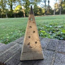 Vtg PartyLite Celestial Galaxy Pyramid Candle Holder Moon Stars Ceramic P0161 picture