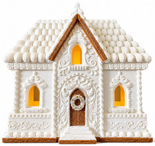 XLarge Light Up White Glitter Gingerbread House LED Christmas Holiday Decor picture