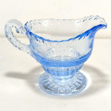 Individual Creamer Elegant Glass Footed Pale Blue Unknown Maker 2.75 inch picture